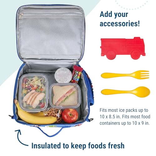 Image of Wildkin Kids ECO rPET Insulated Lunch Box - Keeps Food Hot or Cold, Easy-Clean Lining, Mesh Pockets & BPA-Free - Boys & Girls, Ideal for School, Travel & Daycare - Heroes