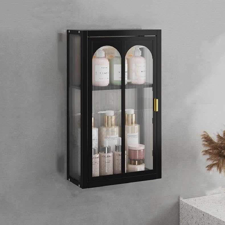 AWOKZA Retro Style Double Glass Door Wall Cabinet with Detachable Shelves for Office, Dining Room,Living Room, Kitchen and Bathroom (53.5x30x14 Cm) (B0D7PXBP68) Amazon Price History, Amazon Price Tracker