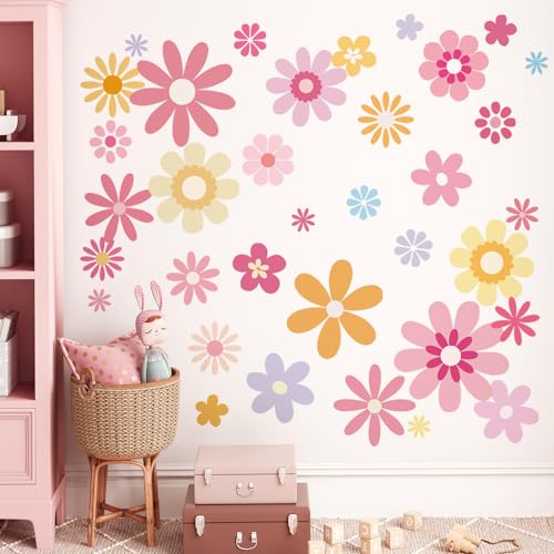 38 piezas adhesivos de flores coloridas para pared miniatura 3
