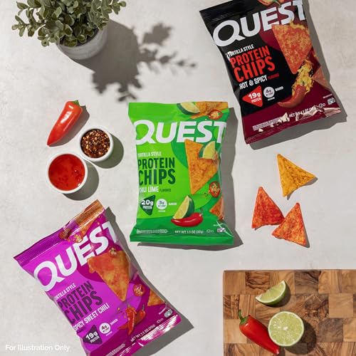 Image of Quest Nutrition Tortilla Style Protein Chips, Spicy Variety Pack, Chili Lime, Hot & Spicy, & Spicy Sweet Chili, 12 Count (3 Each Flavor)