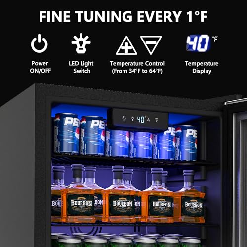 Icyglee Beverage Refrigerator Cooler - 126 Can Mini Fridge with Glass Door for Soda Beer or Wine, Beverage Cooler for Home, Office, Bar with Adjustable Removable Shelves, Silver on Fridge.com