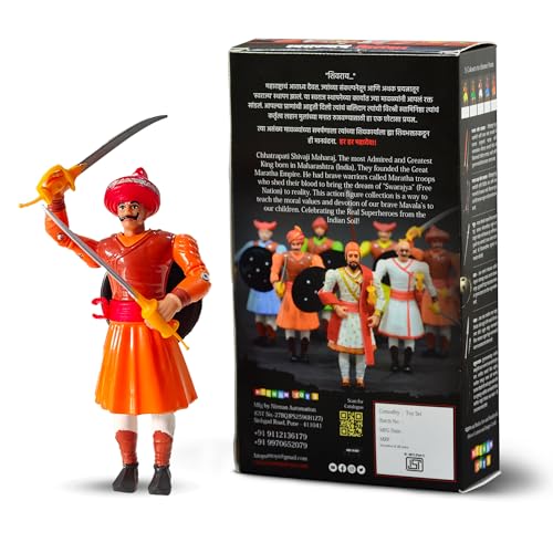 Image of Swarajyache Shiledar - The True Super Hero - 6 Inch Tall Action Figure with Accessories (Pant Pratinidhi, Orange)