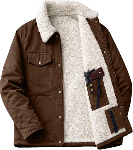Image of URBAN BUCK Concealed Carry Jacket Men Insulated Heavy-Duty Tactical Sherpa Stealth Jacket with Pockets