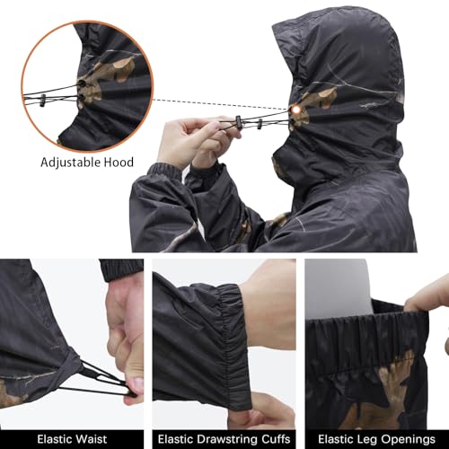 Image of LOOGU Men's Rain Suit - Rain Gear for Men Waterproof, Lightweight Rain Coat, Breathable Mens Rain Jackets Hood and Pants