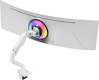 AVLT Single 34”-49” Monitor Arm Desk Mount fits One 44 lbs Heavy Duty Monitor Full Motion Height Swivel Tilt Rotation Adjustable Monitor White Arm VESA 200x200 200x100 100x100 75x75