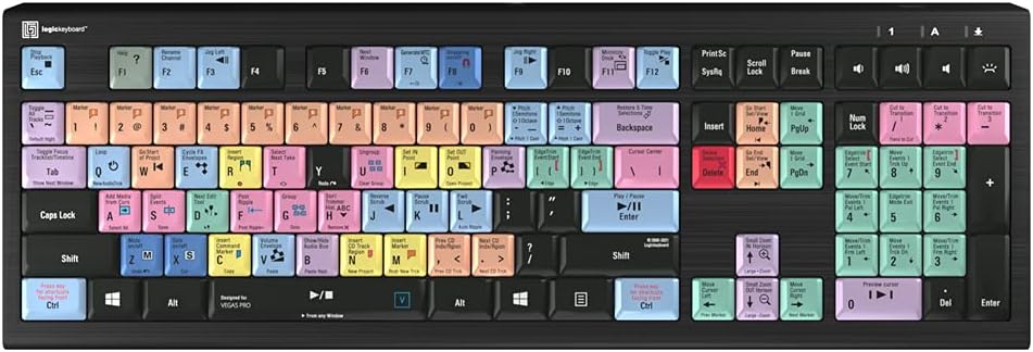 Logickeyboard Vegas Pro - PC ASTRA Backlit Keyboard Compatible with Windows 7-10 - part LKBU-VEGAS-APBH