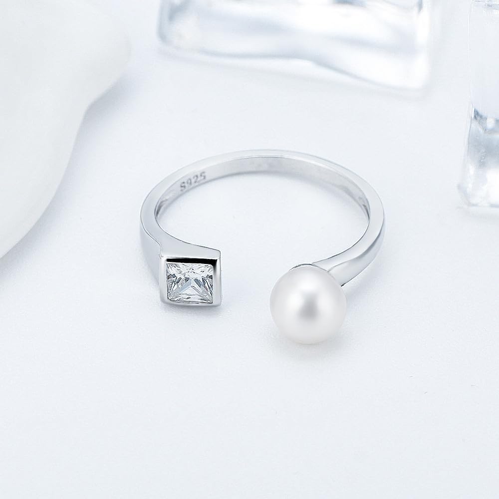 925 Sterling Silver Cubic Design Ring Mounts Fittings with Pearl Seat for DIY Jewelry Making