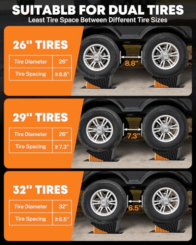 Image of Kohree RV Leveling Blocks, Levels Up to 5 inch, Supports Up to 50,000 lbs | 2 Curved Camper Levelers, 2 Wheel Chocks, 2 Rubber Mats, 1 Carry Bag, for Travel Trailers & Fifth Wheels, Orange
