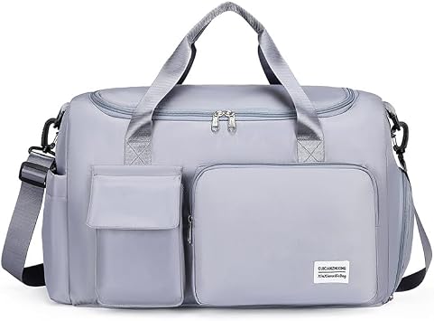 Personalized Large Capacity Gym Bag Custom Embroidered Sports Duffel with Name & Logo, Multiple Color Options, Travel & Workout Training Bag Grey