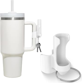 Chapstick Keychain Holder - 2 in 1 Holder, Lip Balm Attachment for Stanley 40oz Tumbler Cup, white