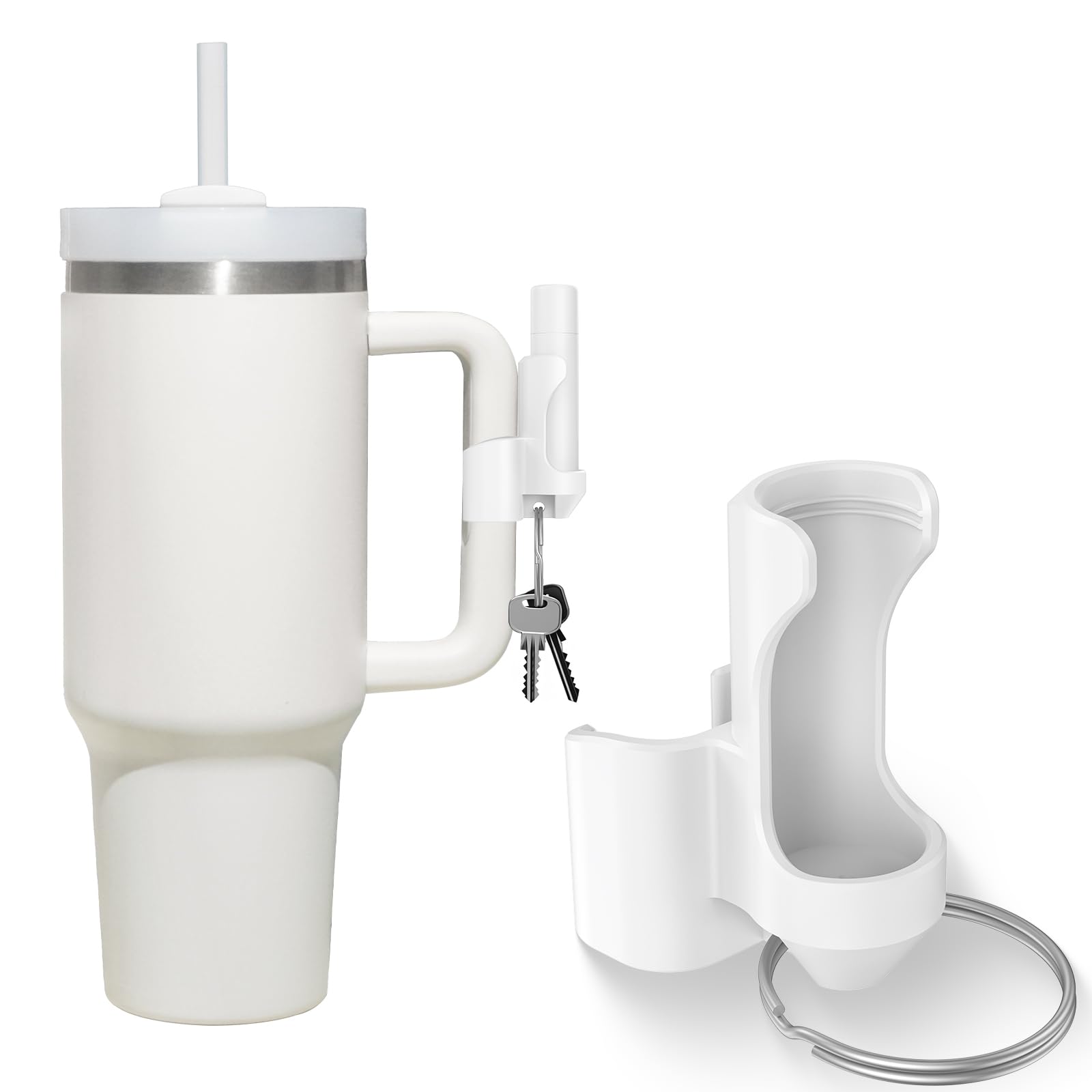 K TOMOTOChapstick Keychain Holder - 2 in 1 Holder, Lip Balm Attachment for Stanley 40oz Tumbler Cup, white