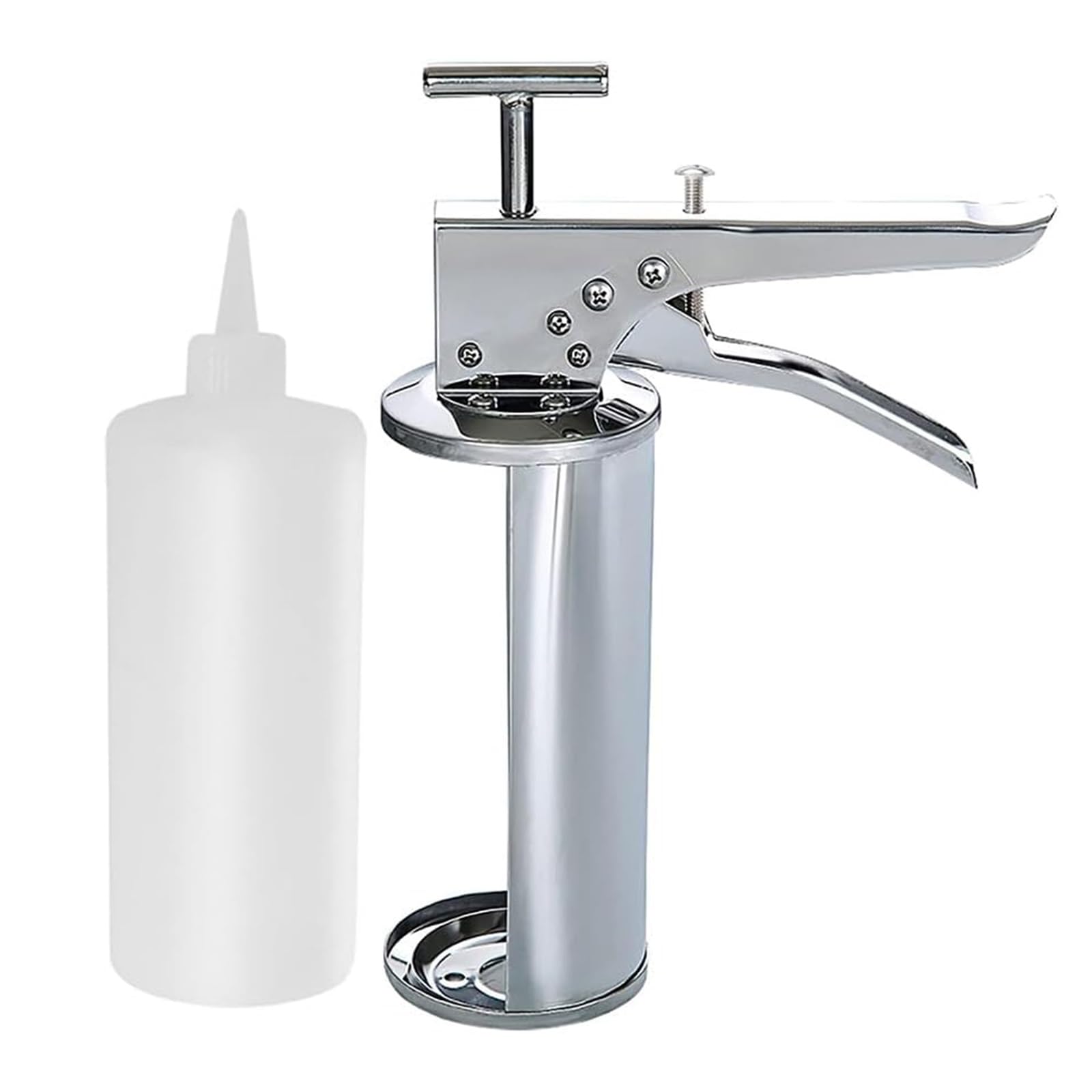 Pistola dispensadora de salsa, contenedor dosificador de acero inoxidable de 650 ml para cocina, ideal para tomate, ensalada y salsas de fresa, fácil de usar y limpiar