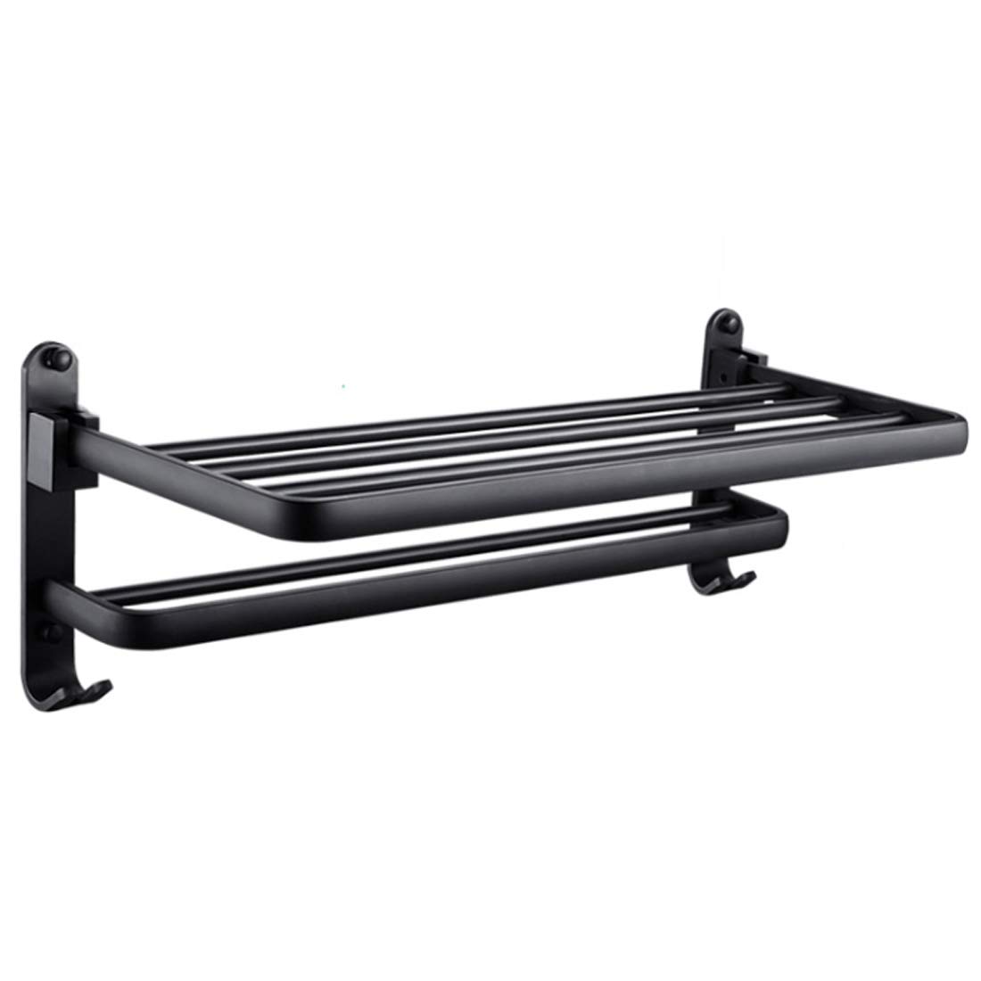 KUANDAR Durable Towel Rails Wall Mounted Bath Towel Rail Bar Space aluminum Steel Matte Black Finish RACK No punching Smooth, Black