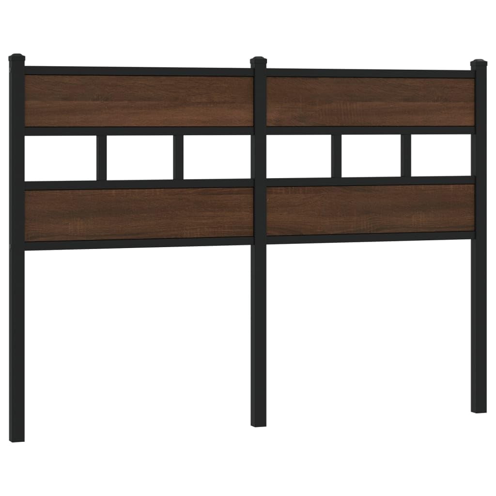 Cabecero marrón efecto roble 120 cm, acero y madera, robusto headboard para dormitorio, fácil montaje, construcción de metal estable