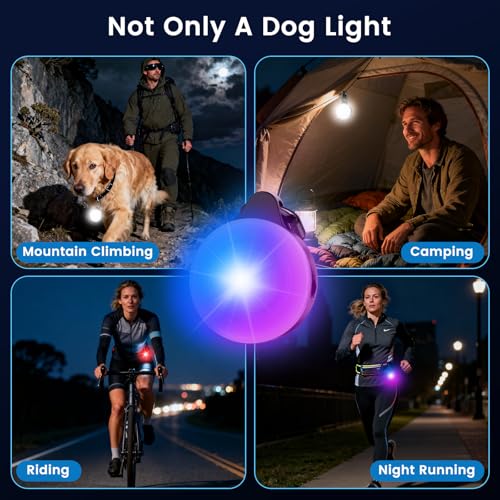 JIARUI Hundelicht mit GPS Tracker, 6 Modi Leuchtanhänger Hund, IP68 wasserdichte LED Tracker Hunde Licht, Kompatibel mit Apple Find My Ohne ABO (nur iOS)