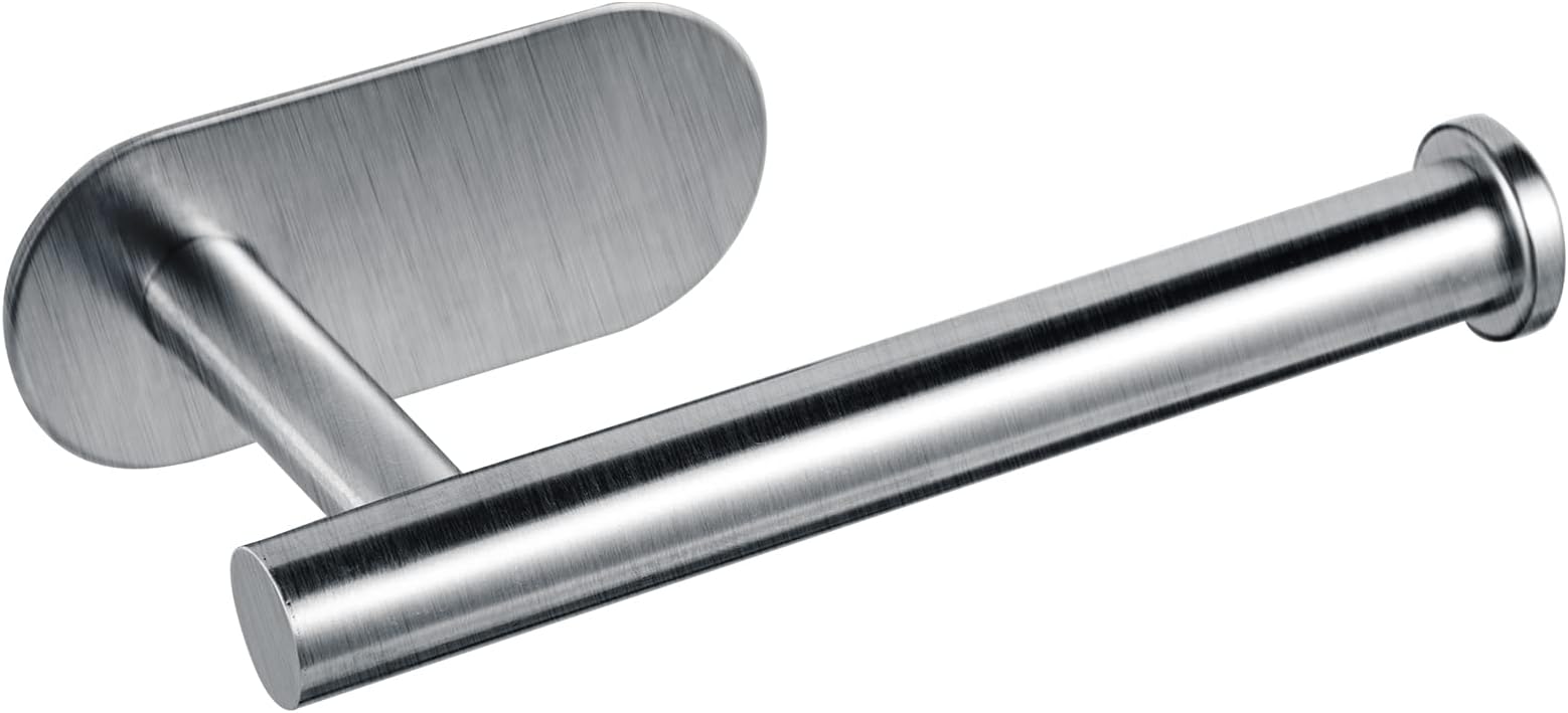 YUET Adhesive Toilet Roll Holder Paper Holders Self Adhesive Tissue Stand Hanger No Drill For Bathroom Kitchen Storage SUS-304 Stainless Steel Brushed Silver