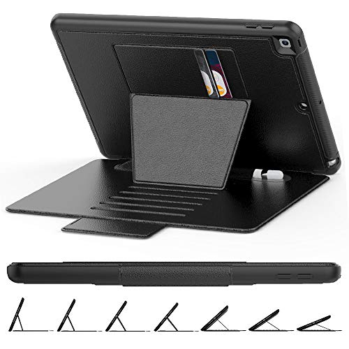 LUCMO Mehrfachwinkel Hülle Kompatibel mit iPad 10.2 Zoll 8. und 7 Generation Modell 2020 2019, Stark Magnetisch Schutzhülle Stoßfest Sturzfest Hülle,Automatischem Schlaf/Aufwach, Schwarz Cover