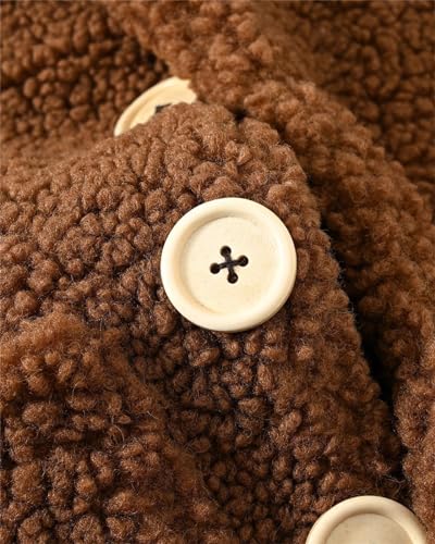 Cromoncent Boys Girls Winter Fashion Faux Fur Coats Long Sleeve Lapel Sherpa Fleece Outerwear Jackets, 2-8 Years3