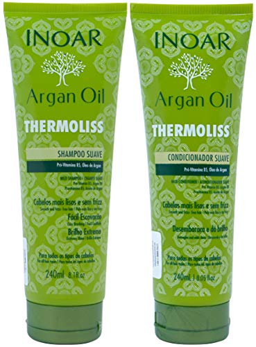 INOAR PROFESSIONAL - Argan Oil Thermoliss Shampoo & Conditioner - Nourish and Repair Damaged and Dry Hair (8.05 oz)