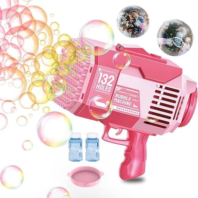S SGTT PRONewest 132 Hole Bazooka Bubble Blaster Machine, Upgraded With Colorful Lights, For Kids And Adults For Tiktok Outside Parties Wedding (Green) 10X10X10 Multicolor