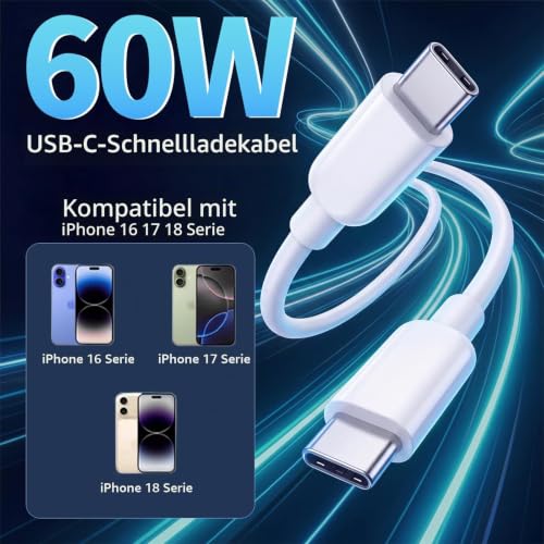 60W USB C Ladekabel für iPhone Duo 18 17 mit 2M USB C Schnellladekabel – Ansicht 4