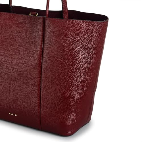 Image of RADLEY London Henrietta Place Large Open Top Tote Bag for Women, in Soft Grained Leather with Grab Handles, Fits 13 inch Laptop, Merlot, L