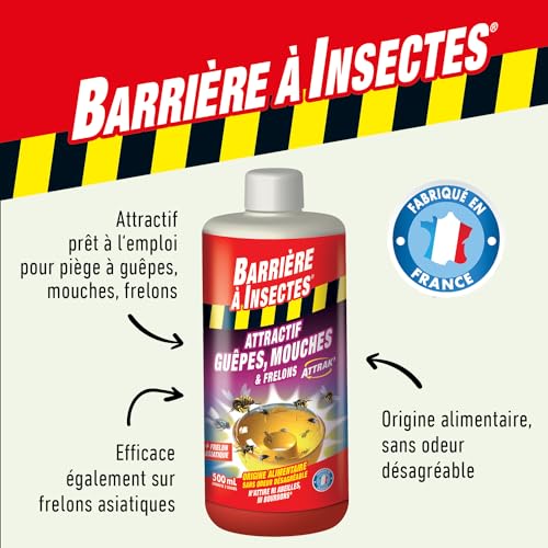 Piège à guêpes mouches et frelons attractif Barrière à Insectes pour terrasses