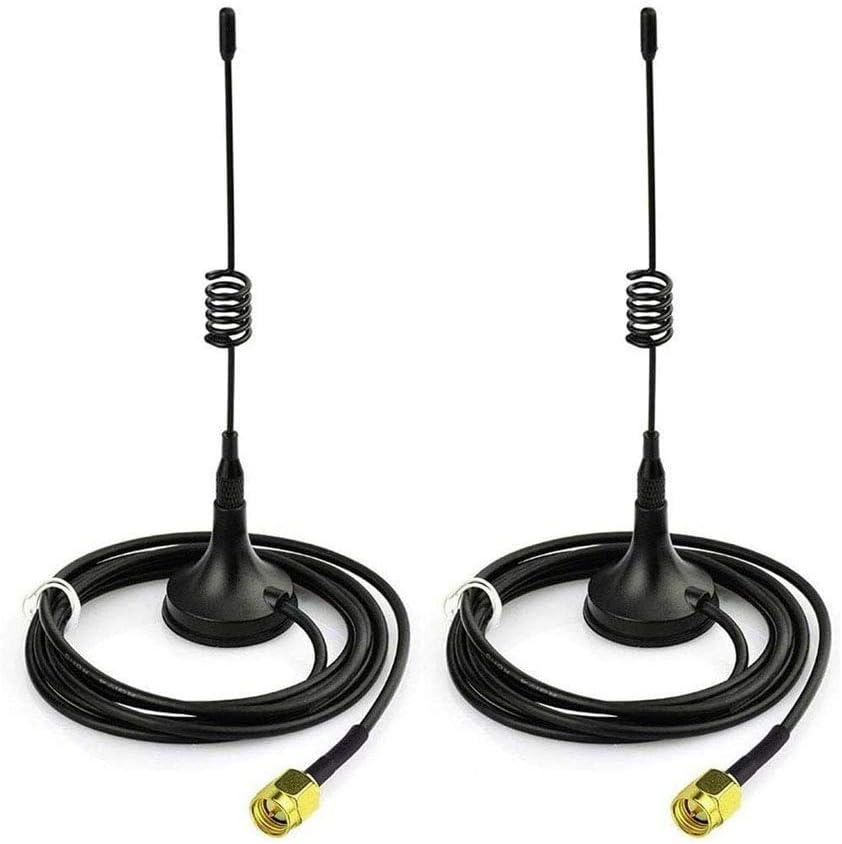 – 2Pcs 433 MHz Unity Gain Omni, 5.5 Inches Antenna with Magnetic Base and Male SMA Connector Impedance 50 Ohms - 5DBI