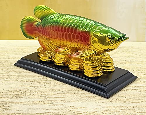 Image of Fengshui Exclusive Medium Size Polyresin Multicolor Arowana Fish Showpiece for Office Decor, Home Decoration (AF-2562)