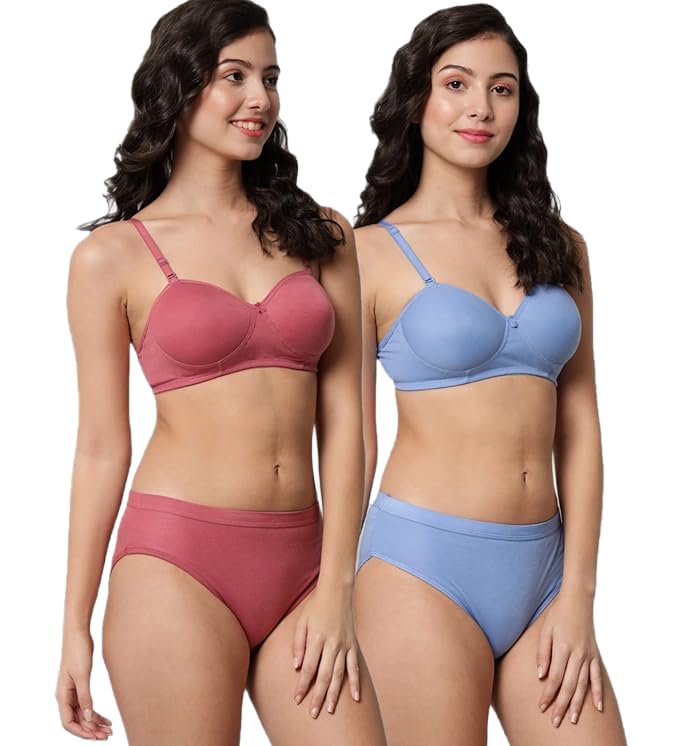 Lunavibe Soft Skin Friendly Bra Panty Combo Set Everyday Use/Premium Cotton Blend Bra Panty Set for Office College Home and Travel/Trendy Sexy Lingerie Set for Women Girls Honeymoon-image-13