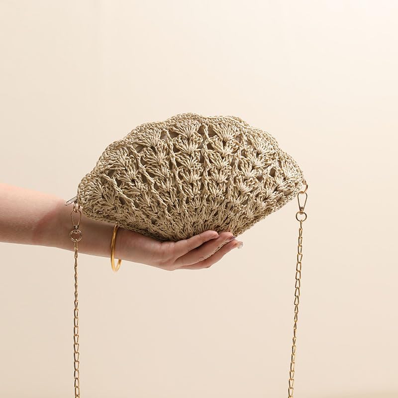 New summer shell straw bag ladies fashion beach vacation shopping accessories2