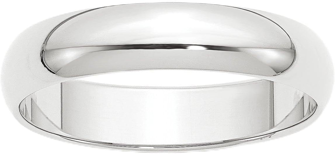 Solid Platinum 5 mm Comfort Fit Rounded Wedding Band Ring