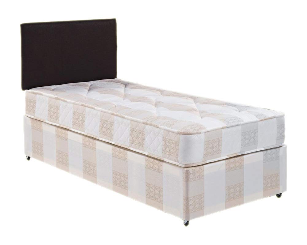 Perfect Sleep 2FT6 Small Single Deep Quilted Divan Bed set Including Deep Quilted Mattress And Leather Headboard small single set