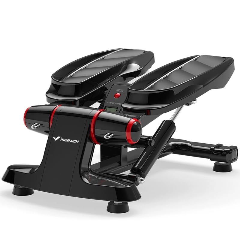 MERACH Mini Steppers for Exercise, Twist Stepper with Resistance Bands, 330LBS Capacity Stair Step Cardio Equipment for Full Body Workout