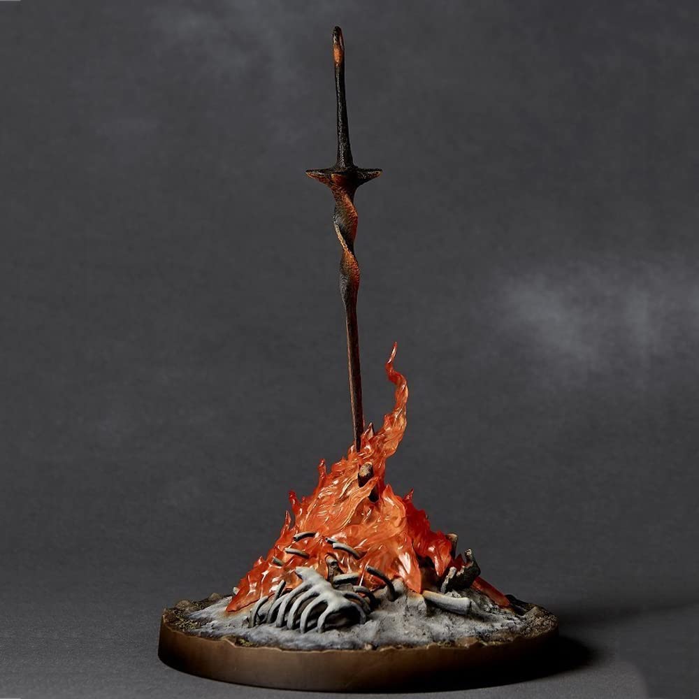 23cm Japanese Anime Game Figure Dark Souls Weapon Sword LED ILLUMINATION Bonfire LIT Light-up Statue Collectible Action Figure Collection Ornaments Model Toy