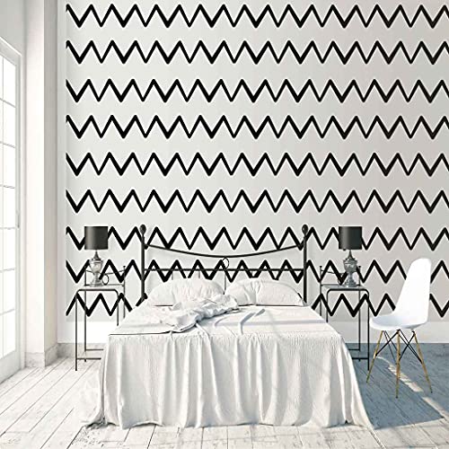 Papier Peint 3D Lignes Ondulées Noires Mural Toile Moderne