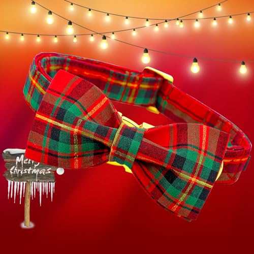 Lionheart glory Weihnachten kariert Hundehalsband, Hundeschleife Halsband Adjustable Comfortable Bowtie Halsbänder für kleine Hunde Mädchen oder Jungen Fall Kragen Hund Schleife