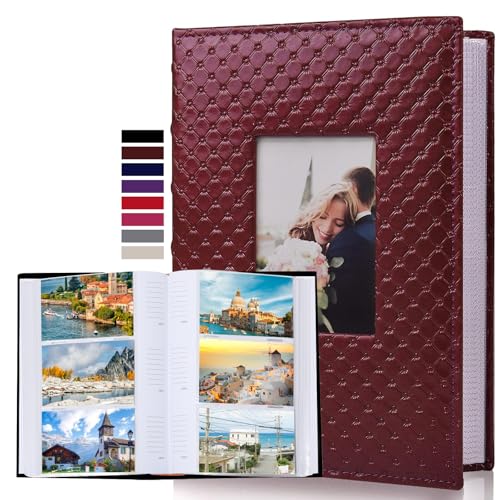 RECUTMS Photo Album 4x6 300 Photos with Writing Space, PU Leather Cover