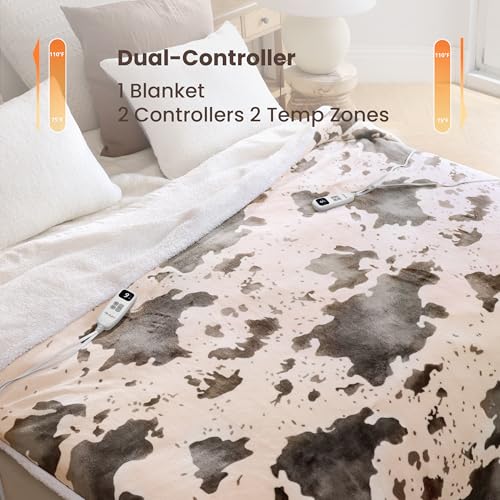 Image of Heated Blanket Queen Blanket - Fast Heating Electric Blanket, Soft Flannel Heated Throw with 4 Time Settings,10 Heating Settings, Warm Gifts for Women & Mom & Grandma