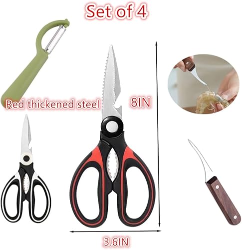 Miniatura 6 de Tijeras de cocina de alta calidad, tijeras de cocina ultra afiladas, de acero inoxidable, multifunción, para pollo, aves de corral, pescado, carne,