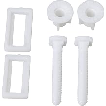 White Toilet Seat Hinge Bolts Screw Nuts Rectangular Shaped Repair Tool Pack of 2 by Emptty