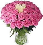 Blume Ideal Rosenstrauß "Pink Special" | 20 Pink-Weiße Rosen | Ø 40–50 cm | Premium Rosen von Floristen | Top Qualität | 7-Tage-Frischegarantie | Ideales Blumengeschenk