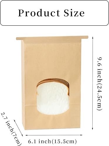 Miniatura 2 de Bakbania Bolsas de panadería de 9.6 x 6.1 x 2.7 pulgadas, bolsas de panadería marrones con ventana, 50 bolsas de papel kraft de estaño con bloqueo