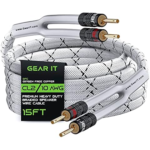 GearIT 10AWG Speaker Cable with Banana Plugs Cover