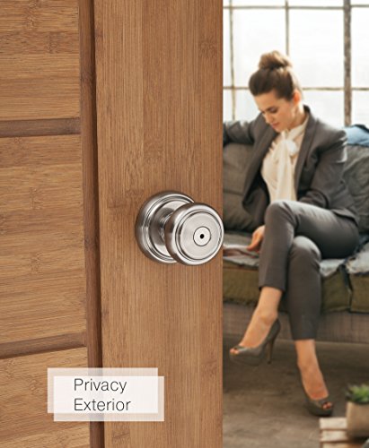 Baldwin Alcott, Interior Privacy Door Knob Handle For Bedroom/Bathroom, Keyless Door Lock With Microban Protection, In Satin Nickel #TOP6