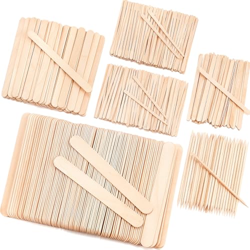 Image of EWVVSS 6 Style 500 Pcs Wax Sticks Assorted Wax Applicator Sticks For Body Legs Face With Small Medium Large Sizes Wood Sticks For Waxing Or Craft Sticks