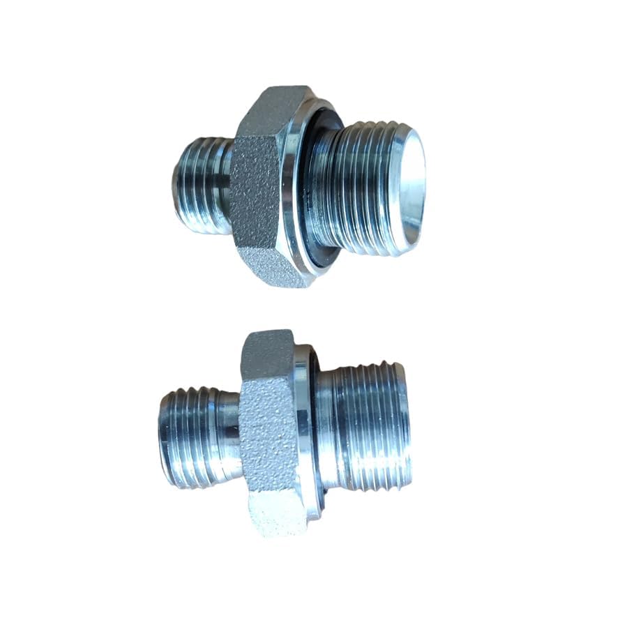 Image of 2Pcs 14H to 18ED Fitting Adapters Excavator Hydraulic Hose Pipe Thread Connector