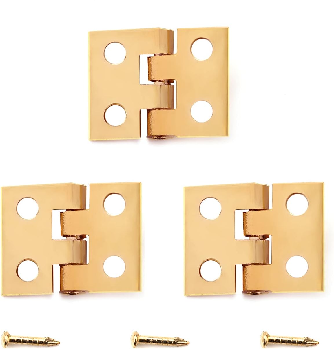Mini Hinges Hardware 0.39 x 0.31inch (LxW) Metal Hinge for Box Cabinets DIY Projects Furniture Decorative Cabinet Golden Tone 40Pcs