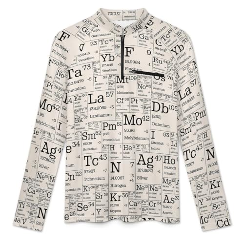 Table of Chemical Elements Men's Rash Guard Long Sleeves Quick Dry Fishing Workout Shirts with Zipper3