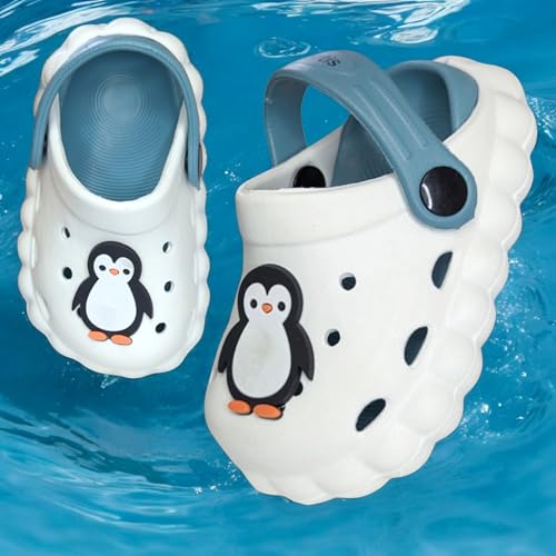 Image of GLJ Little AngelToddler Clogs Slippers, 12 Months to 3 Years, Baby Boy, Waterproof, Lightweight, Cute Cartoon Penguin Design